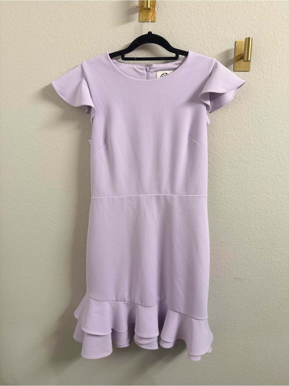 Lavender Ruffle-Hem Dress with Flutter Sleeves (size small, 6)